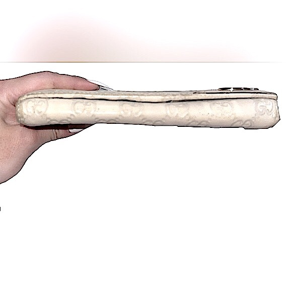 🤍 Gucci GG Guccisima Long Wallet Snap Zipper Gold GG with Chain WOC Bone Beige - Picture 11 of 13